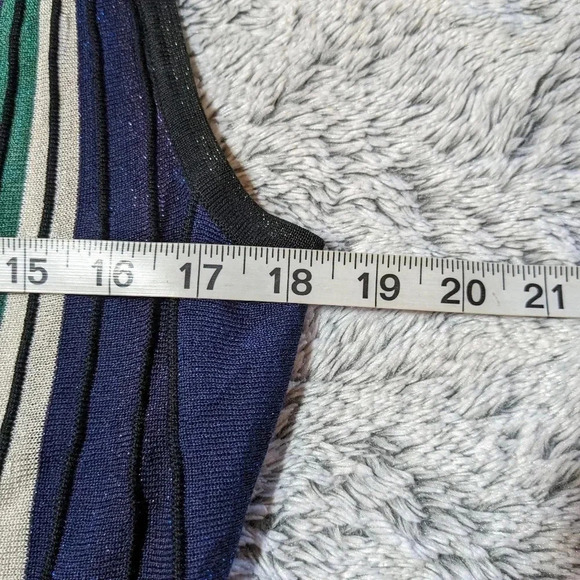 Diane Von Furstenberg Metallic Dress Cadenza Knit Wrap Blue Green Medium Midi - Picture 8 of 10